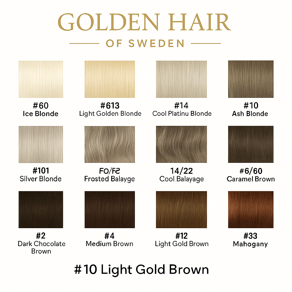 färgkarta med äkta hårprover