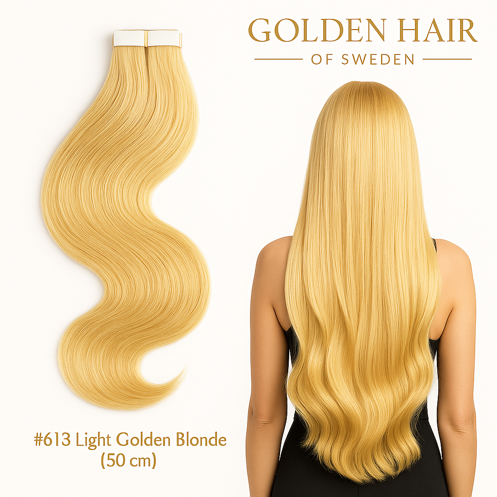 #613 ligth golden blonde äkta extensions 50 cm