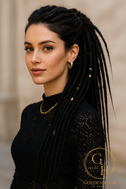 Clip-In Dreadlock Extensions  20 Tum, 3-Pack Handgjorda 0,6 cm Syntetiska Dreads med Clips