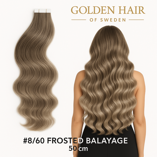 #8/60 frosted balayage Äkta Extensions 50 cm