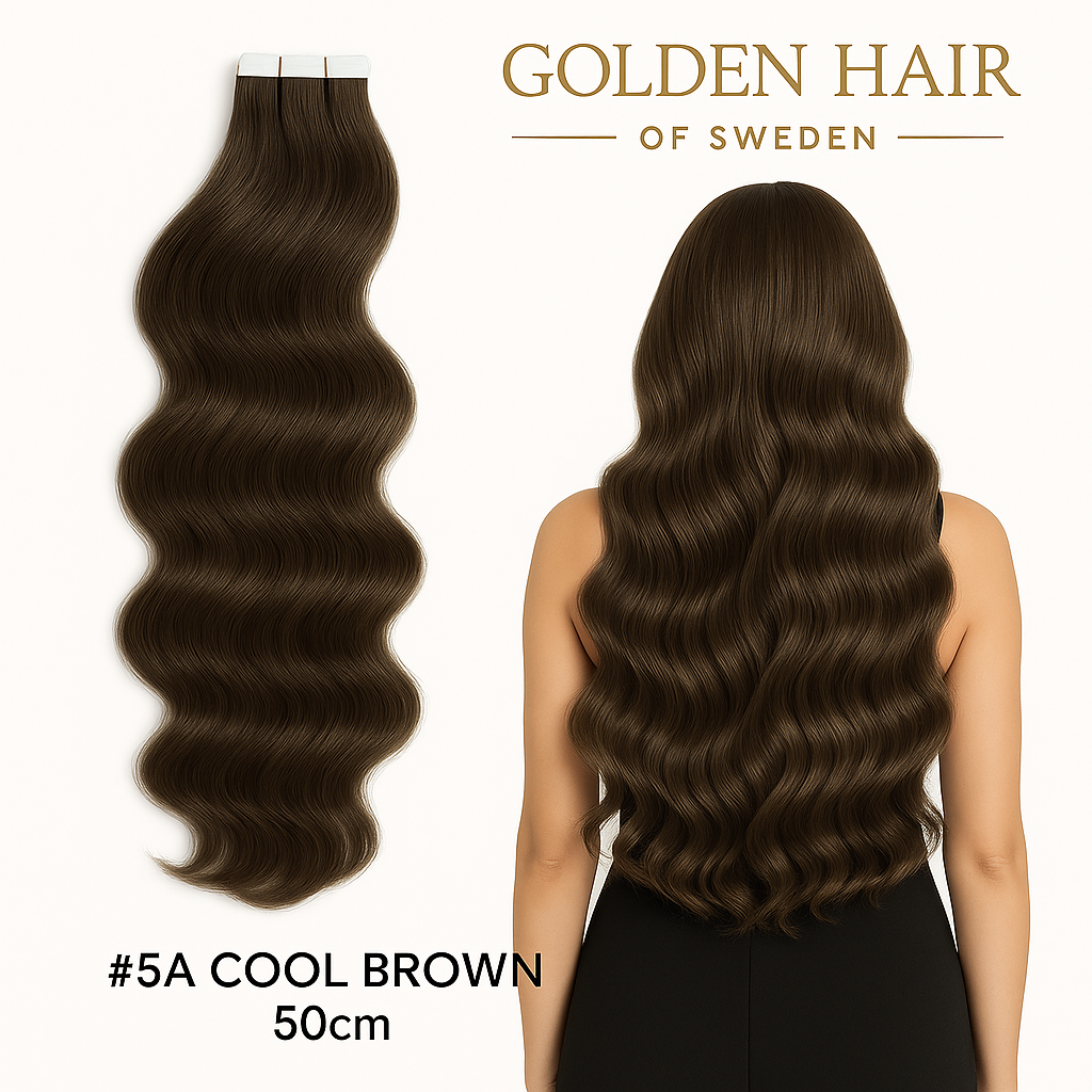 #5A Cooll brown  Extensions äkta  50 cm