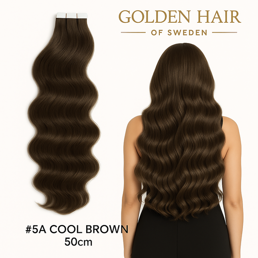 #5A Cooll brown  Extensions äkta  50 cm