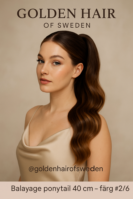 Balayage Ponytail 40 cm – färg #2/#6 (Mörkbrun till Ljusbrun