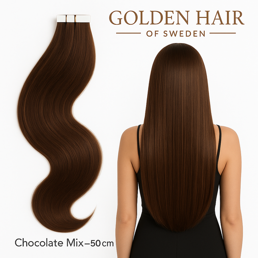 Tape extensions  100% Remy chocolate Mix 50cm