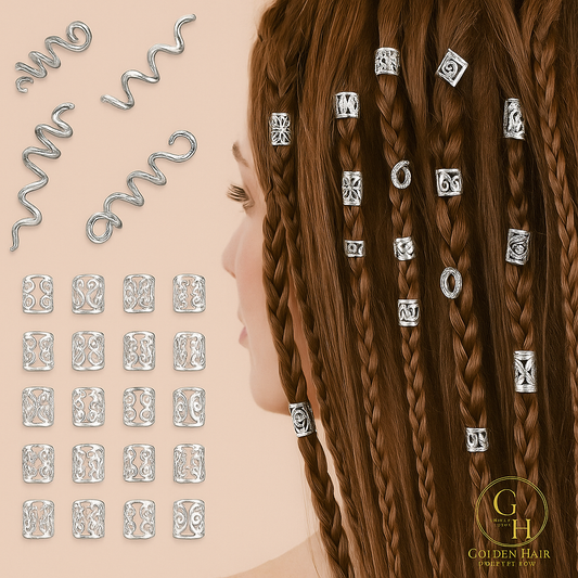 28 st Dreadlocksmycken – Hårspiralklämmor & Justerbara Metallmanschetter