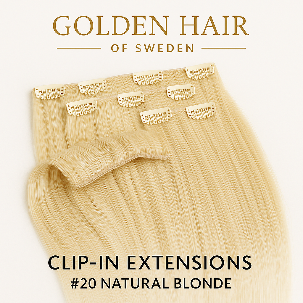 Golden Hair of Sweden Clip-in Extensions – Shade: Natural Blonde 40CM
