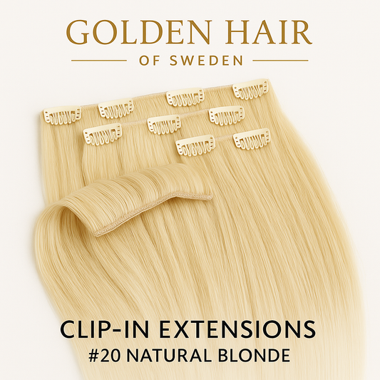 Golden Hair of Sweden Clip-in Extensions – Shade: Natural Blonde 40CM